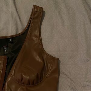 Mocha Brown Pleather Top